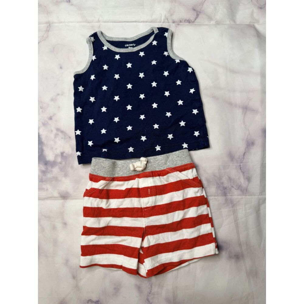 Carter's Stars & Striped Patriotic Tank Top & Shorts 9M
